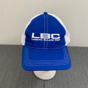LBC Lawrence Building Corp Trucker Hat Mens Adjustable Blue White Mesh Back Cap